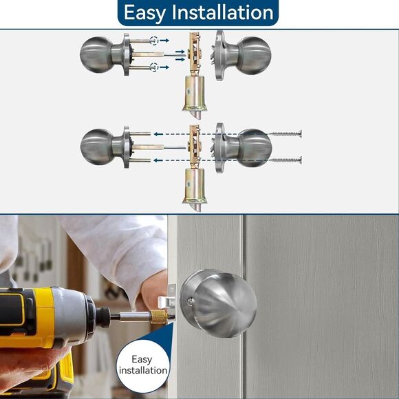 Door Knob Set, Stylish and Durable Door Handle for Interior, Complete Front Door - Picture 2 of 6
